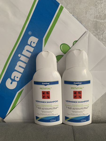 Шампунь для домашніх тварин (собак, котів) проти бліх та кліщів Canina Verminex shampoo Petvital 250 мл. 2093338934 фото