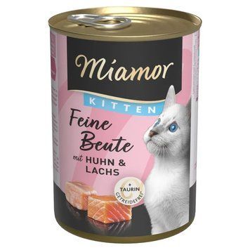 Вологий корм для кошенят Miamor Feine Beute Kitten Huhn + Lachs з курячим м&rsquo;ясом та лососем 400 г id_251 фото