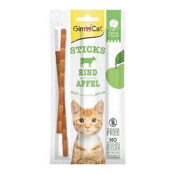 Ласощі для котів GimCat Sticks з яловичиною та яблуком 3 шт. id_134 фото